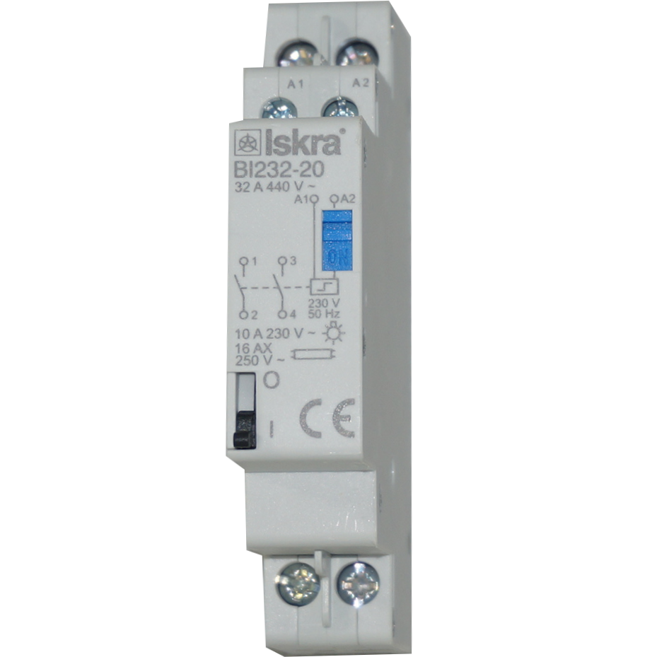 BI232-20-230VAC, Two Pole 2 x NO SPST, 230VAC @ 32 Amp (Resistive), 24VDC @ 32 Amp Bistable Switch/Latching Relay with Manual Control, with 230VAC Coil Voltage BI232-20-230VAC, Two Pole 2 x NO SPST, 230VAC @ 32 Amp (Resistive), 24VDC @ 32 Amp Bistable Switch/Latching Relay with Manual Control, with 230VAC Coil Voltage